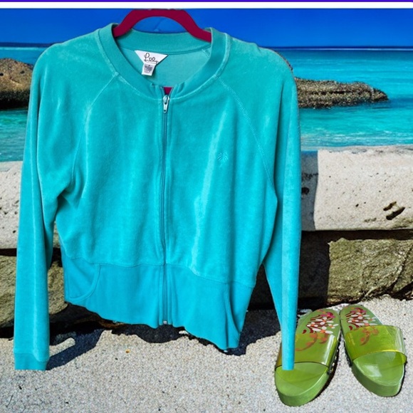 Lilly Pulitzer White Label Terry Full Zip Crop Jacket - Picture 1 of 4
